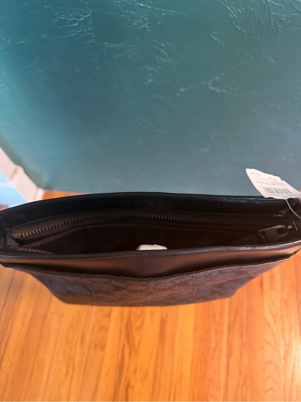 Large Coach Charlie Signature Messenger Bag with Blue and White Center Stripe - Picture 12 of 16